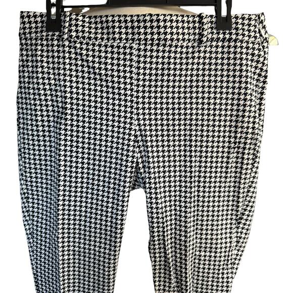 J Crew Winnie Crop Pant Womens 12 Black White Houndstooth Stretch Side Zipper - Picture 2 of 9